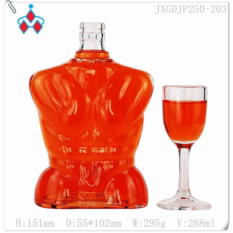 Leere einzigartig geformte Glasflasche